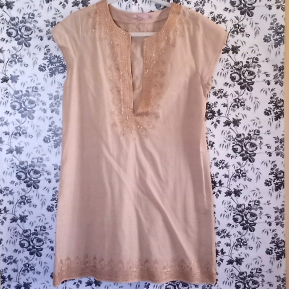 Calypso St. Barth  tan and gold Tunic size Small